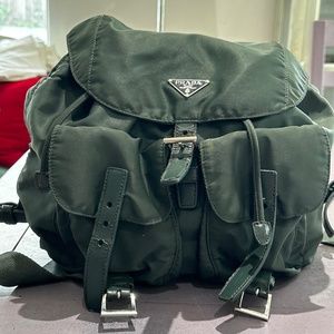 Prada dark green Nylon Backpack